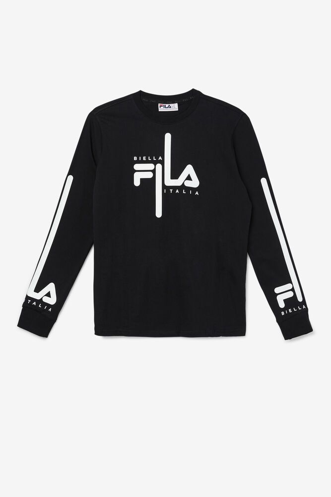Fila T-Shirt Mens Black - Martino Long Sleeve - Philippines 8654073-OT